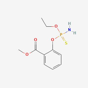 molecular formula C10H14NO4PS B12736059 Benzoic acid, 2-((aminoethoxyphosphinothioyl)oxy)-, methyl ester CAS No. 97586-78-2