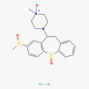 molecular formula C20H25ClN2O3S2 B12736120 5-(4-methyl-4-oxidopiperazin-4-ium-1-yl)-3-methylsulfinyl-5,6-dihydrobenzo[b][1]benzothiepine 11-oxide;hydrochloride CAS No. 41932-10-9
