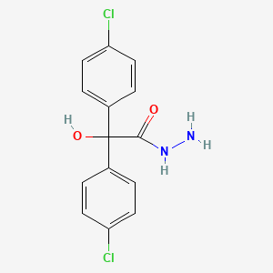 molecular formula C14H12Cl2N2O2 B12736127 Benzeneacetic acid, 4-chloro-alpha-(4-chlorophenyl)-alpha-hydroxy-, hydrazide CAS No. 119845-11-3