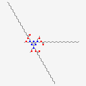 molecular formula C74H142N6O9 B12736155 Docosanoic acid, [[4,6-bis[(methoxymethyl)[[(1-oxoeicosyl)oxy]methyl]amino]-1,3,5-triazin-2-yl](methoxymethyl)amino]methyl ester CAS No. 72987-31-6
