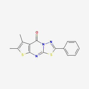 molecular formula C15H11N3OS2 B12736184 8H-(1,3,4)Thiadiazolo(3,2-a)thieno(2,3-d)pyrimidin-8-one, 6,7-dimethyl-2-phenyl- CAS No. 88753-87-1