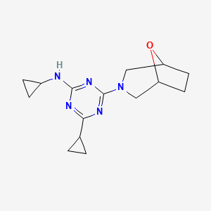 molecular formula C15H21N5O B12736276 N,4-Dicyclopropyl-6-(8-oxa-3-azabicyclo(3.2.1)oct-3-yl)-1,3,5-triazin-2-amine CAS No. 148312-48-5