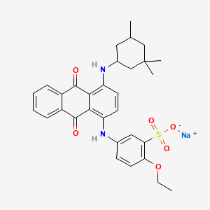 molecular formula C31H33N2NaO6S B12736321 Sodium 5-((9,10-dihydro-9,10-dioxo-4-((3,3,5-trimethylcyclohexyl)amino)-1-anthryl)amino)-2-ethoxybenzenesulphonate CAS No. 79135-79-8