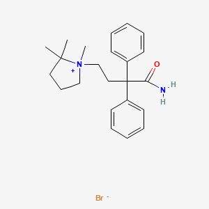 molecular formula C23H31BrN2O B12736357 1-(3-Carbamoyl-3,3-diphenylpropyl)-1,2,2-trimethylpyrrolidinium bromide CAS No. 3270-75-5