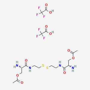 molecular formula C18H28F6N4O10S2 B12736374 N,N'-Bis(O-acetylserinyl)cystamine bis(trifluoroacetate) CAS No. 147529-98-4