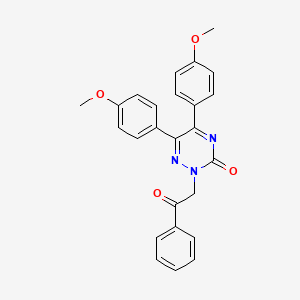 molecular formula C25H21N3O4 B12736387 1,2,4-Triazin-3(2H)-one, 5,6-bis(4-methoxyphenyl)-2-(2-oxo-2-phenylethyl)- CAS No. 102429-77-6
