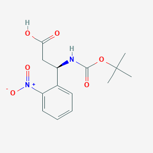 molecular formula C14H18N2O6 B1273644 (R)-3-((tert-Butoxycarbonyl)amino)-3-(2-nitrophenyl)propanoic acid CAS No. 501015-23-2