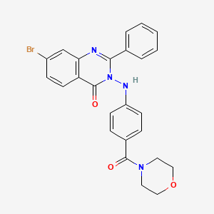molecular formula C25H21BrN4O3 B12736473 Morpholine, 4-(4-((7-bromo-4-oxo-2-phenyl-3(4H)-quinazolinyl)amino)benzoyl)- CAS No. 131604-21-2
