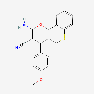 molecular formula C20H16N2O2S B12736518 2-Amino-4-(4-methoxyphenyl)-4H,5H-(1)benzothiopyrano(4,3-b)pyran-3-carbonitrile CAS No. 115091-77-5