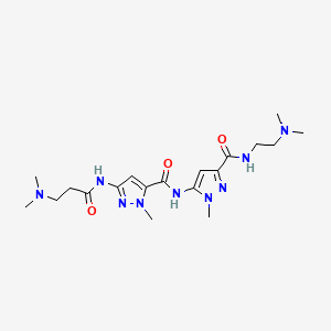 molecular formula C19H31N9O3 B12736583 N-(2'-Dimethylaminoethyl)-5-(3-((3''-dimethylaminopropionyl)-amino)-1-methylpyrazol-5-yl-carbonylamino)-1-methylpyrazole-3-carboxamide CAS No. 139449-54-0