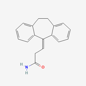 molecular formula C18H17NO B12736655 Propanamide, 3-(10,11-dihydro-5H-dibenzo(a,d)cyclohepten-5-ylidene)- CAS No. 112952-07-5