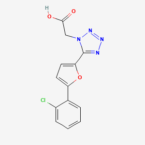 molecular formula C13H9ClN4O3 B12736706 1H-Tetrazole-1-acetic acid, 5-(5-(2-chlorophenyl)-2-furanyl)- CAS No. 93770-54-8