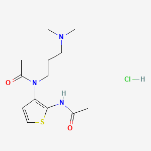 molecular formula C13H22ClN3O2S B12736778 Acetamide, N-(2-(acetylamino)-3-thienyl)-N-(3-(dimethylamino)propyl)-, monohydrochloride CAS No. 122777-83-7