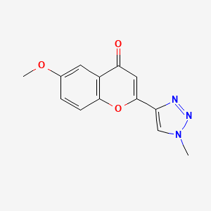 molecular formula C13H11N3O3 B12736812 4H-1-Benzopyran-4-one, 6-methoxy-2-(1-methyl-1H-1,2,3-triazol-4-yl)- CAS No. 131924-50-0