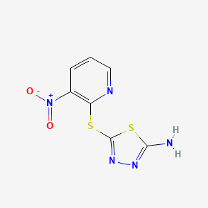 molecular formula C7H5N5O2S2 B1273682 5-[(3-Nitropyridin-2-yl)sulfanyl]-1,3,4-thiadiazol-2-amine CAS No. 499771-19-6