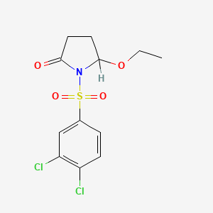 molecular formula C12H13Cl2NO4S B12736850 1-((3,4-Dichlorophenyl)sulfonyl)-5-ethoxy-2-pyrrolidinone CAS No. 111711-55-8
