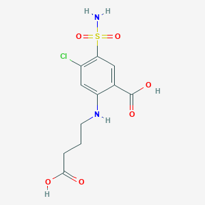 molecular formula C11H13ClN2O6S B12736890 Benzoic acid, 5-(aminosulfonyl)-2-[(3-carboxypropyl)amino]-4-chloro- CAS No. 63164-64-7