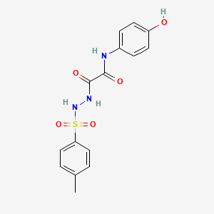 molecular formula C15H15N3O5S B12736899 N-(4-hydroxyphenyl)-2-[2-(4-methylphenyl)sulfonylhydrazinyl]-2-oxoacetamide CAS No. 93628-94-5