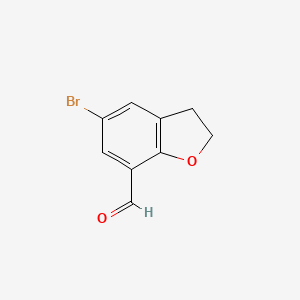 molecular formula C9H7BrO2 B1273706 5-溴-2,3-二氢苯并[b]呋喃-7-甲醛 CAS No. 281678-73-7