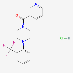 molecular formula C17H17ClF3N3O B12737121 Piperazine, 1-(3-pyridinylcarbonyl)-4-(2-(trifluoromethyl)phenyl)-, monohydrochloride CAS No. 124444-83-3