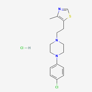 molecular formula C16H21Cl2N3S B12737122 Piperazine, 1-(4-chlorophenyl)-4-(2-(4-methyl-5-thiazolyl)ethyl)-, monohydrochloride CAS No. 89663-25-2