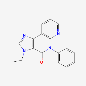 molecular formula C17H14N4O B12737129 4H-Imidazo(4,5-c)(1,8)naphthyridin-4-one, 3,5-dihydro-3-ethyl-5-phenyl- CAS No. 139339-09-6