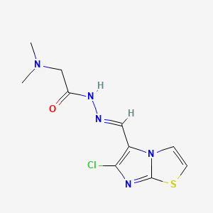 molecular formula C10H12ClN5OS B12737178 Glycine, N,N-dimethyl-, ((6-chloroimidazo(2,1-b)thiazol-5-yl)methylene)hydrazide CAS No. 102410-20-8