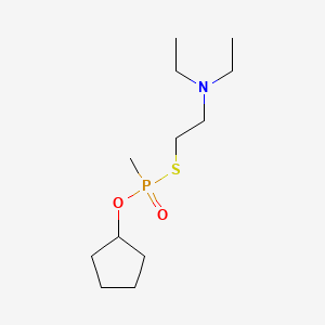 molecular formula C12H26NO2PS B12737184 Phosphonothioic acid, methyl-, S-(2-diethylaminoethyl) O-cyclopentyl ester CAS No. 93240-66-5