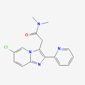 molecular formula C16H15ClN4O B12737233 Imidazo(1,2-a)pyridine-3-acetamide, 6-chloro-N,N-dimethyl-2-(2-pyridinyl)- CAS No. 88570-92-7