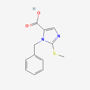 molecular formula C12H12N2O2S B1273737 1-苄基-2-(甲硫基)-1H-咪唑-5-羧酸 CAS No. 403479-30-1