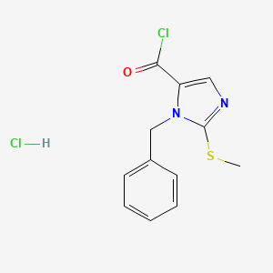 molecular formula C12H12Cl2N2OS B1273738 1-benzyl-2-(methylsulfanyl)-1H-imidazole-5-carbonyl chloride hydrochloride CAS No. 568577-86-6