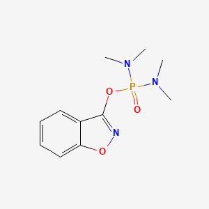 molecular formula C11H16N3O3P B12737455 Phosphorodiamidic acid, tetramethyl-, 1,2-benzisoxazol-3-yl ester CAS No. 82980-46-9