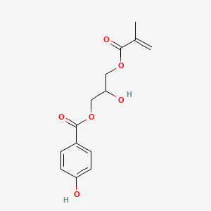 molecular formula C14H16O6 B12737491 Benzoic acid, 4-hydroxy-, 2-hydroxy-3-((2-methyl-1-oxo-2-propenyl)oxy)propyl ester CAS No. 99148-58-0