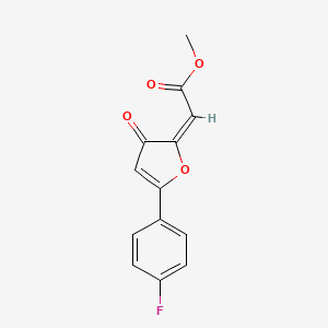 molecular formula C13H9FO4 B12737510 Methyl (5-(4-fluorophenyl)-3-oxo-2(3H)-furanylidene)acetate CAS No. 139266-39-0