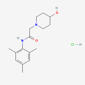molecular formula C16H25ClN2O2 B12737513 1-Piperidineacetamide, 4-hydroxy-N-(2,4,6-trimethylphenyl)-, monohydrochloride CAS No. 123202-94-8