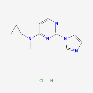 molecular formula C11H14ClN5 B12737532 4-Pyrimidinamine, N-cyclopropyl-2-(1H-imidazol-1-yl)-N-methyl-, monohydrochloride CAS No. 138801-40-8