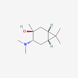 molecular formula C12H23NO B12737535 Bicyclo(4.1.0)heptan-3-ol, 4-(dimethylamino)-3,7,7-trimethyl-, (1S-(1-alpha,3-alpha,4-beta,6-alpha))- CAS No. 146145-13-3