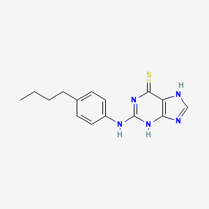 molecular formula C15H17N5S B12737592 6H-Purine-6-thione, 1,9-dihydro-2-((4-butylphenyl)amino)- CAS No. 104715-68-6
