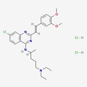 molecular formula C27H37Cl3N4O2 B12737599 1,4-Pentanediamine, N(sup 4)-(7-chloro-2-(2-(3,4-dimethoxyphenyl)ethenyl)-4-quinazolinyl)-N(sup 1),N(sup 1)-diethyl-, dihydrochloride CAS No. 96474-83-8