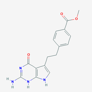 molecular formula C16H16N4O3 B127376 Methyl 4-(2-(2-amino-4-oxo-4,7-dihydro-3H-pyrrolo[2,3-d]pyrimidin-5-yl)ethyl)benzoate CAS No. 155405-80-4
