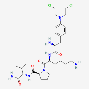 molecular formula C29H47Cl2N7O4 B12737603 H-Mel-Lys-Pro-Val-NH2 CAS No. 112983-69-4