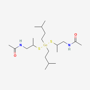 molecular formula C20H42GeN2O2S2 B12737618 N,N'-((Bis(3-methylbutyl)germanylene)bis(thio(2-methyl-2,1-ethanediyl))bisacetamide) CAS No. 120627-01-2