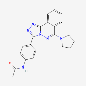 molecular formula C21H20N6O B12737651 Acetamide, N-(4-(6-(1-pyrrolidinyl)-1,2,4-triazolo(3,4-a)phthalazin-3-yl)phenyl)- CAS No. 87540-06-5