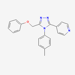 molecular formula C21H18N4O B12737670 Pyridine, 4-(4-(4-methylphenyl)-5-(phenoxymethyl)-4H-1,2,4-triazol-3-yl)- CAS No. 141078-97-9