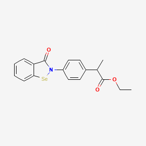 molecular formula C18H17NO3Se B12737734 Ethyl 4-(3-oxo-1,2-benzisoselenazol-2(3H)-yl)-alpha-methylbenzeneacetate CAS No. 81743-94-4