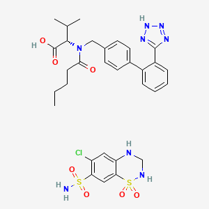 molecular formula C31H37ClN8O7S2 B12737769 Valsartan and hydrochlorothiazide CAS No. 186615-83-8