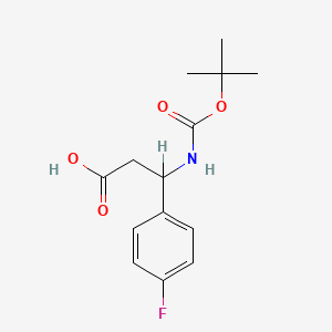 molecular formula C14H18FNO4 B1273780 3-[(Tert-butoxycarbonyl)amino]-3-(4-fluorophenyl)propanoic acid CAS No. 284493-72-7