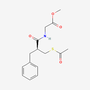 molecular formula C15H19NO4S B12737821 Glycine, N-(2-((acetylthio)methyl)-1-oxo-3-phenylpropyl)-, methyl ester, (S)- CAS No. 124815-66-3