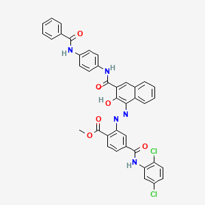 molecular formula C39H27Cl2N5O6 B12737841 Methyl 2-((3-(((4-(benzoylamino)phenyl)amino)carbonyl)-2-hydroxy-1-naphthyl)azo)-4-(((2,5-dichlorophenyl)amino)carbonyl)benzoate CAS No. 85851-57-6