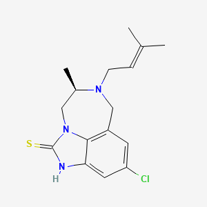 molecular formula C16H20ClN3S B12737887 Imidazo(4,5,1-jk)(1,4)benzodiazepine-2(1H)-thione, 9-chloro-4,5,6,7-tetrahydro-5-methyl-6-(3-methyl-2-butenyl)-, (R)- CAS No. 131645-71-1